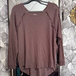 Maurices Mauve Ruffle-Accent Long Sleeve Top
